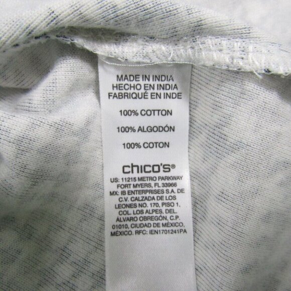 Chicos Plaid Houndstooth Cream Black Taupe Top Size M 1 Long Sleeve 100% Cotton - Picture 6 of 8